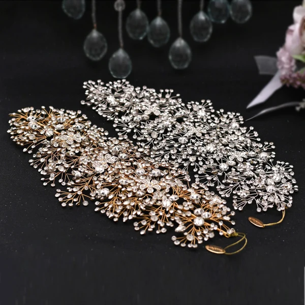 Elegant Silver Alloy Bridal Jewelry 2021 Headpieces Tassel Earrings Rhinestone Flower Wedding Accessories