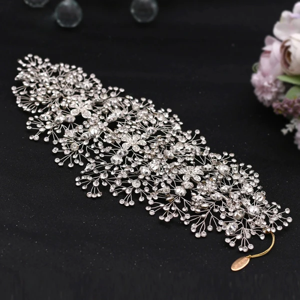 Elegant Silver Alloy Bridal Jewelry 2021 Headpieces Tassel Earrings Rhinestone Flower Wedding Accessories
