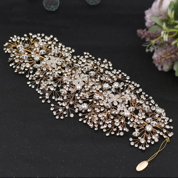 Elegant Silver Alloy Bridal Jewelry 2021 Headpieces Tassel Earrings Rhinestone Flower Wedding Accessories