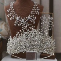 Charmant Silber Brautschmuck 2021 Legierung Strass Ohrringe Halskette Diadem Hochzeit Brautaccessoires