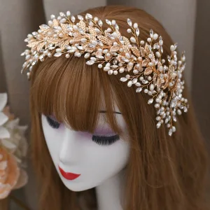 Beste Gull Hårbøyle Hodepynt 2021 Legering Rhinestone Perle Har Tilbehor