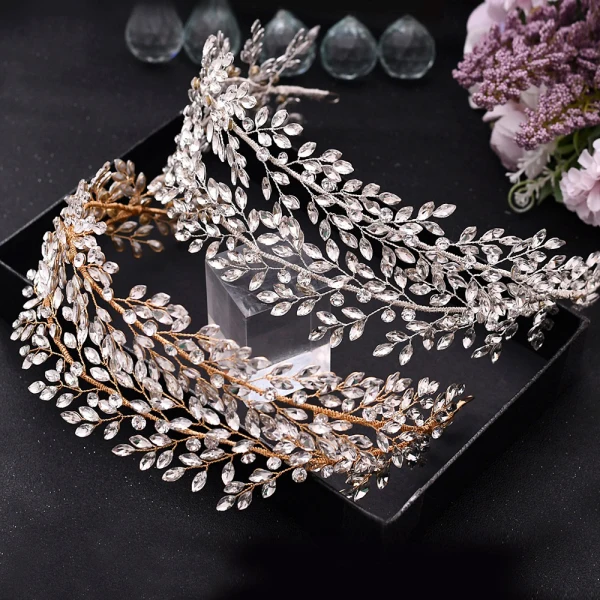 Elegant Sølv Bryllup Hodepynt 2021 Legering Rhinestone Har Tilbehor
