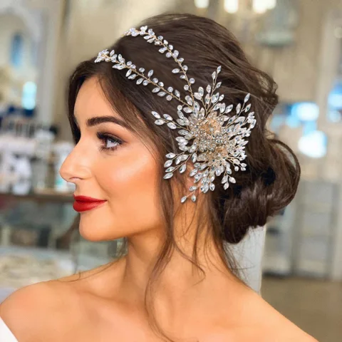 Mode Silber Hochzeit Kopfschmuck 2021 Legierung Strass Haarschmuck Braut
