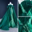 Luxe Vert Foncé Tapis rouge Robe De Soirée 2021 Trompette / Sirène De l'épaule Manches Courtes Appliques Paillettes Watteau Train Volants Dos Nu Robe De Ceremonie