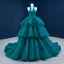 Luxury / Gorgeous Ink Blue Prom Dresses 2021 Ball Gown Halter Sleeveless Cascading Ruffles Court Train Backless Formal Dresses