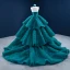Luxury / Gorgeous Ink Blue Prom Dresses 2021 Ball Gown Halter Sleeveless Cascading Ruffles Court Train Backless Formal Dresses
