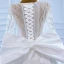 Luxe Blanche Satin La Mariée Robe De Mariée 2021 Robe Boule Transparentes Encolure Dégagée Manches Longues Dos Nu Perlage Paillettes Noeud Ceinture Tribunal Train