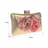 Flower Fairy Gold Patent Leather Clutch Bags 2021 Metal Flower Beading Pearl