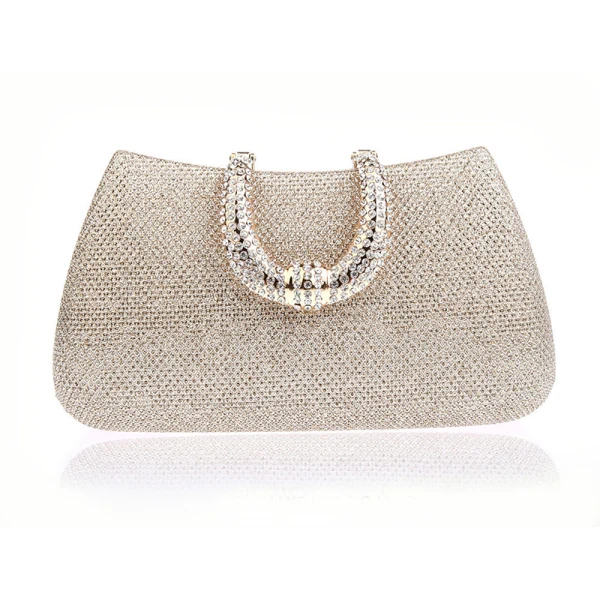 Bling Bling Guld Glittriga / Glitter Kuvertväska 2021 Metall PU Rhinestone