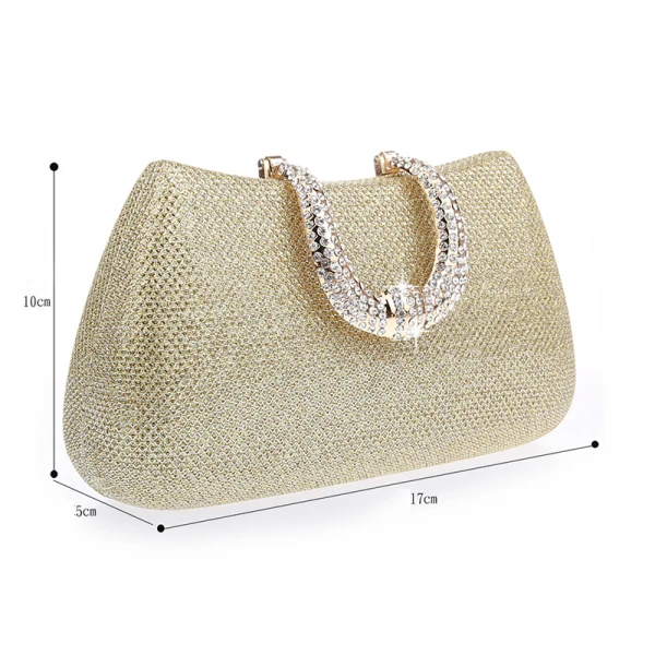 Bling Bling Guld Glittriga / Glitter Kuvertväska 2021 Metall PU Rhinestone