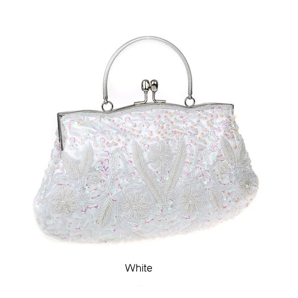 Vintage / Retro Silver Square Clutch Bags 2021 Metal Silk Beading Sequins