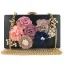 Flower Fairy Black Leather Square Clutch Bags 2021 Metal Beading Pearl Flower
