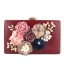 Flower Fairy Black Leather Square Clutch Bags 2021 Metal Beading Pearl Flower