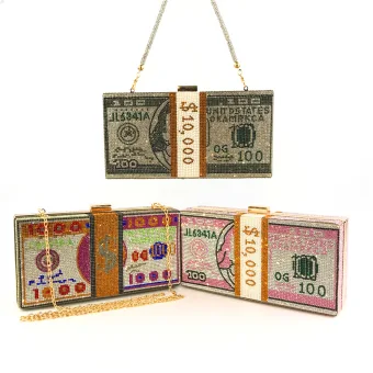 Amazing Unique Dollar Square Clutch Bags 2021 Metal Rhinestone