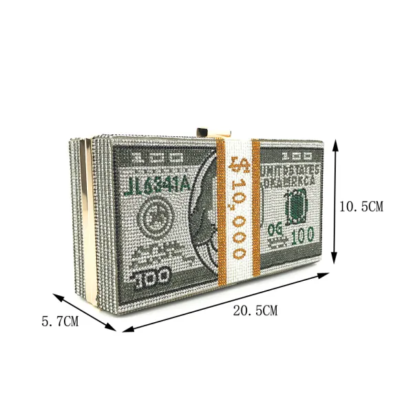 Amazing / Unique Dollar Square Clutch Bags 2021 Metal Rhinestone
