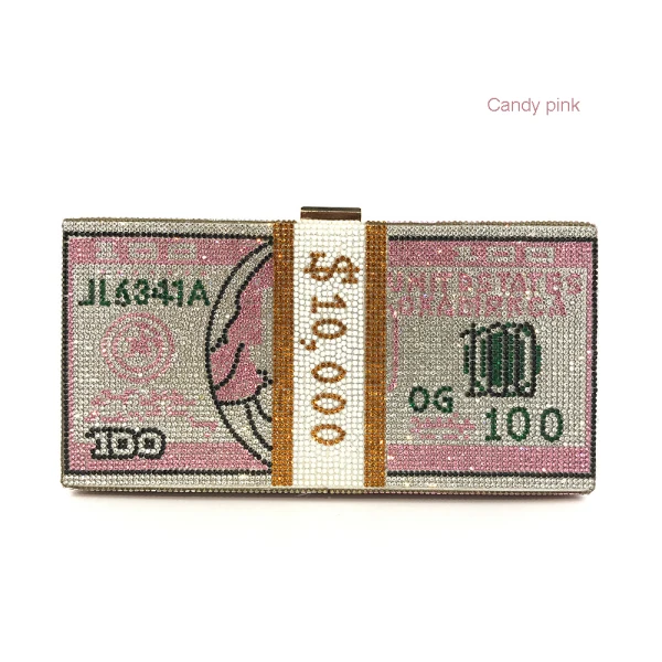 Amazing / Unique Dollar Square Clutch Bags 2021 Metal Rhinestone