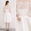 Modest / Simple Ivory Homecoming Graduation Dresses With Shawl 2018 A-Line / Princess Sleeveless Spaghetti Straps Tea-length Ruffle Backless Formal Dresses