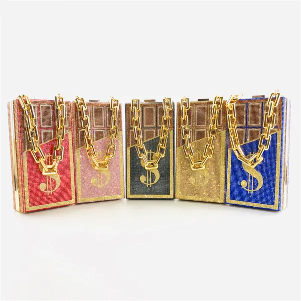 Amazing / Unique Dollar Rhinestone Square Clutch Bags 2021