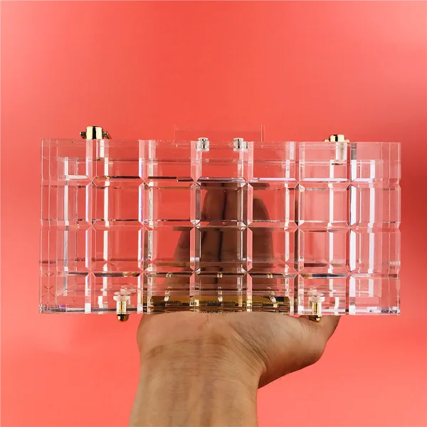 Transparent Check Acrylic Square Clutch Bags 2021