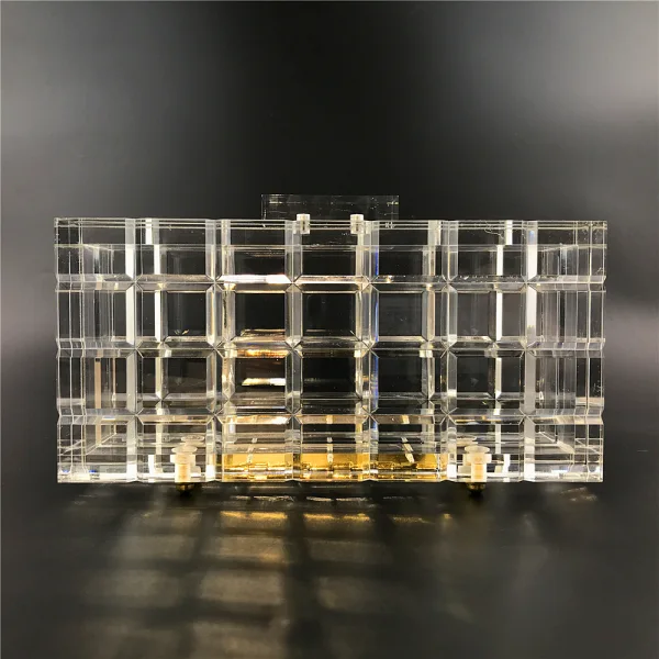 Transparent Check Acrylic Square Clutch Bags 2021