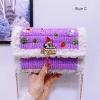 Lovely Christmas Cartoon White Woolen Braid Square Clutch Bags 2021