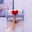 Lovely White Woolen Braid Heart-shaped Square Clutch Bags 2021