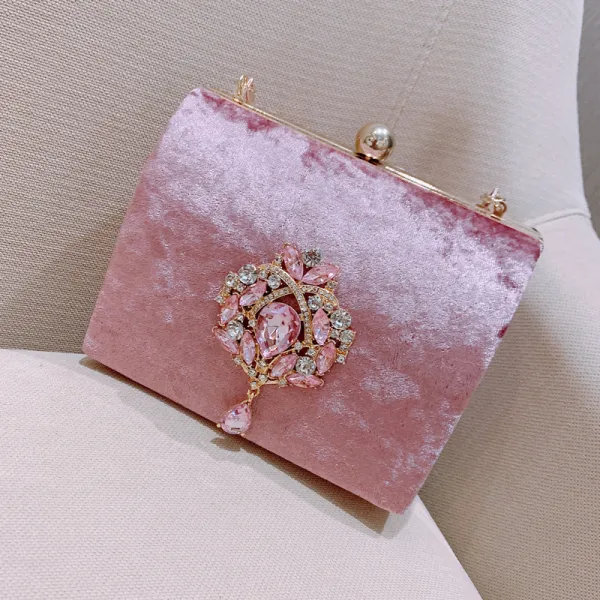 Vintage / Retro Rhinestone Velour Square Clutch Bags 2021