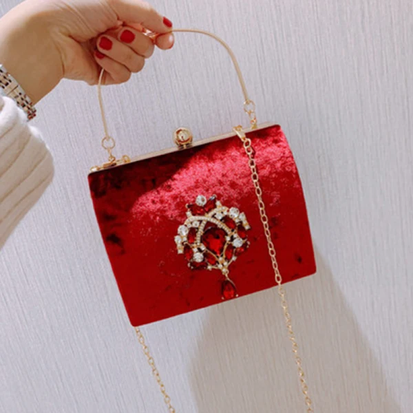 Vintage / Retro Rhinestone Velour Square Clutch Bags 2021