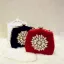 Klassisk Velour Fyrkantiga Kuvertväska 2021 Metall Rhinestone