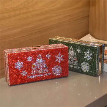 Mote Jul Rhinestone Firkantede Håndvesken 2021