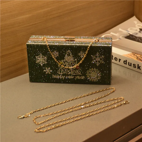Fashion Christmas Rhinestone Square Clutch Bags 2021