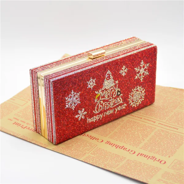 Fashion Christmas Rhinestone Square Clutch Bags 2021