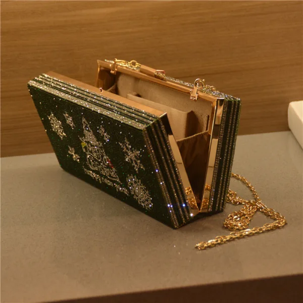 Fashion Christmas Rhinestone Square Clutch Bags 2021