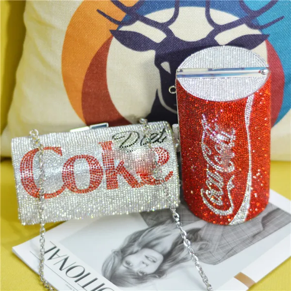 Brillante Rhinestone Coca Redondas Bolsas de embrague 2021