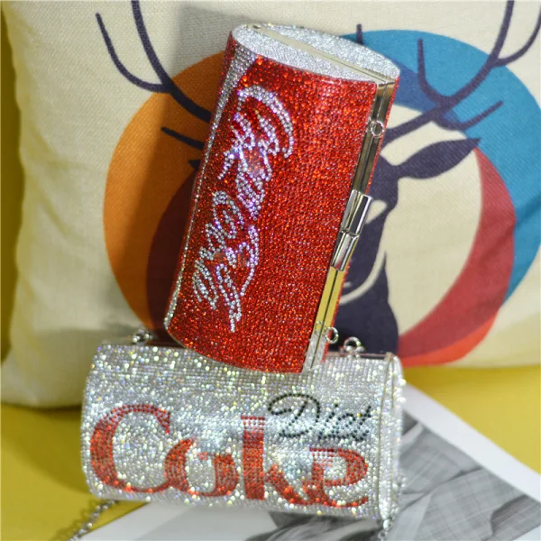 Sparkly Rhinestone Coke Round Clutch Bags 2021