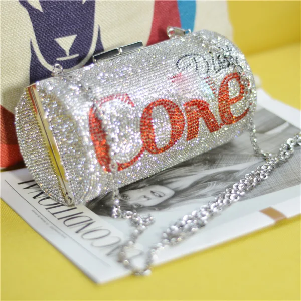 Sparkly Rhinestone Coke Round Clutch Bags 2021
