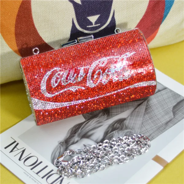Sparkly Rhinestone Coke Round Clutch Bags 2021
