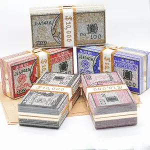 Sparkly Beading Rhinestone Square Dollar Clutch Bags 2021