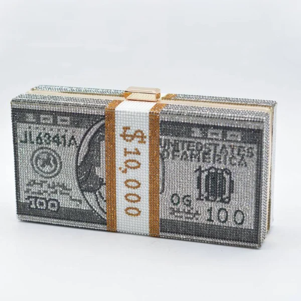 Glitter Kralen Rhinestone Vierkante Dollar Handtassen 2021