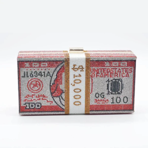 Glitter Kralen Rhinestone Vierkante Dollar Handtassen 2021