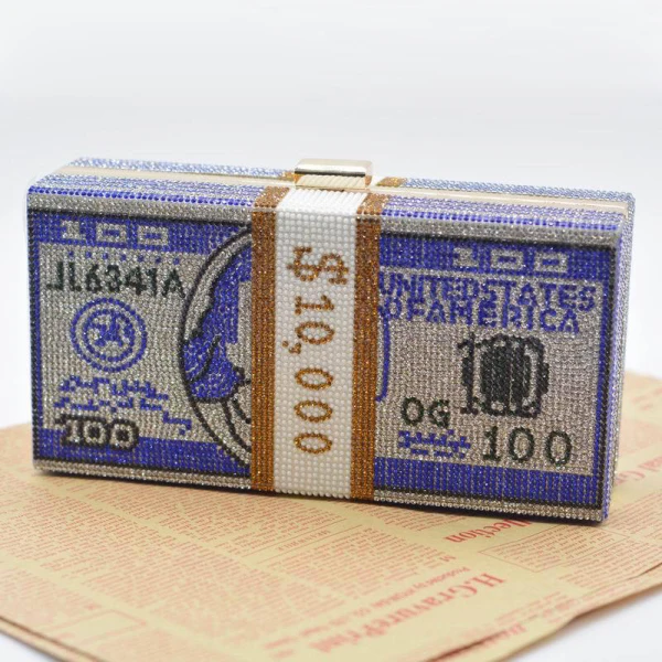 Glitter Kralen Rhinestone Vierkante Dollar Handtassen 2021