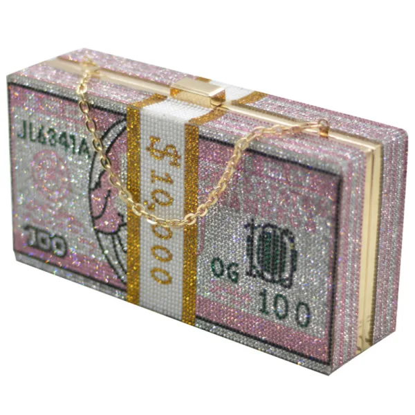 Glitter Kralen Rhinestone Vierkante Dollar Handtassen 2021