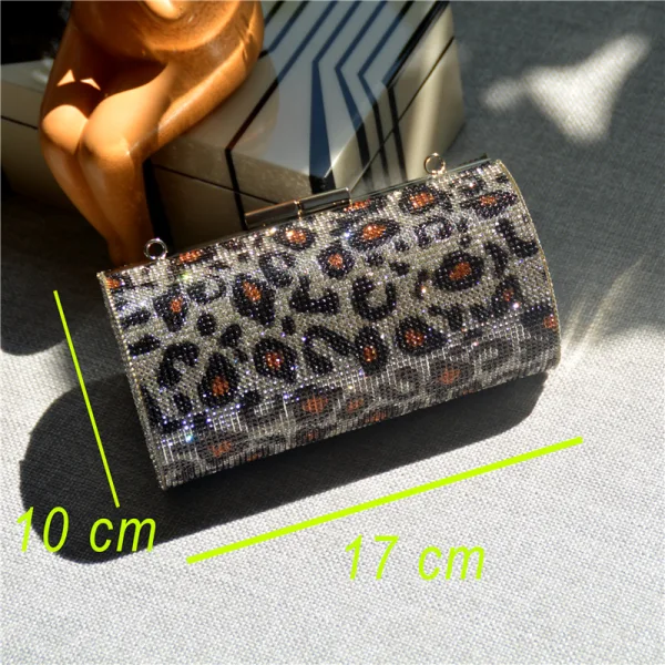 Fashion Silver Rhinestone Round Leopard Clutch Bags 2021