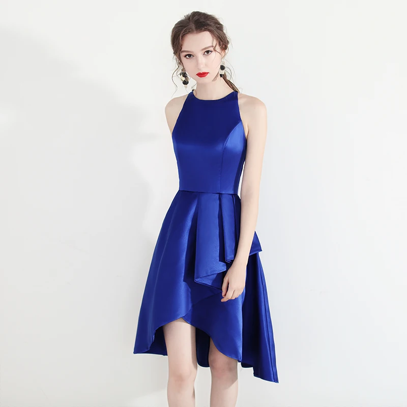 slim fit dress slacks Asymmetrical High-Low Satin Homecoming Dresses COCOMELODY CS0529, Fiery Red