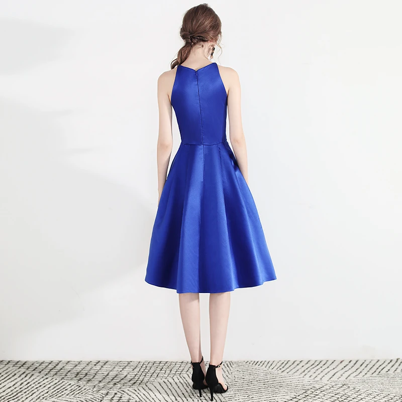 green emerald velvet dress A-Line Knee Length Satin Graduation Dresses COCOMELODY CS0555, Pale Pink main image 0