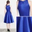 Modern / Fashion Royal Blue Homecoming Graduation Dresses 2018 A-Line / Princess Scoop Neck Sleeveless Asymmetrical Ruffle Formal Dresses