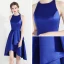 Modern / Fashion Royal Blue Homecoming Graduation Dresses 2018 A-Line / Princess Scoop Neck Sleeveless Asymmetrical Ruffle Formal Dresses