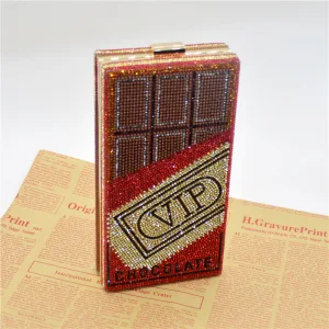 Unique Rouge Faux Diamant Carrés Chocolat Pochette 2021