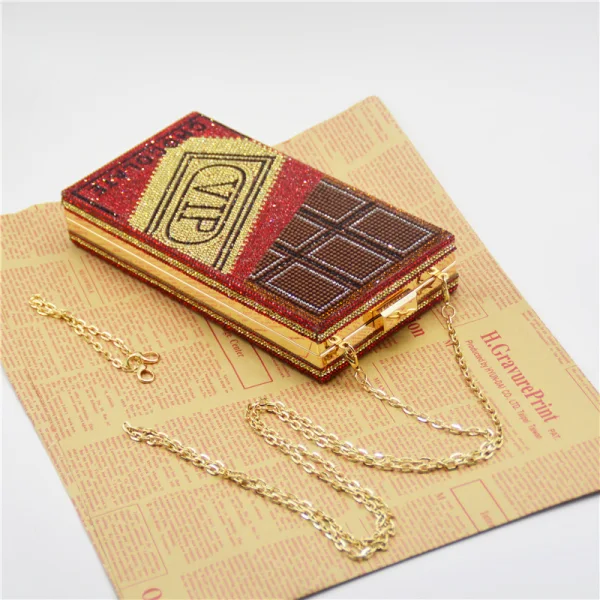 Amazing / Unique Red Rhinestone Square Chocolate Clutch Bags 2021