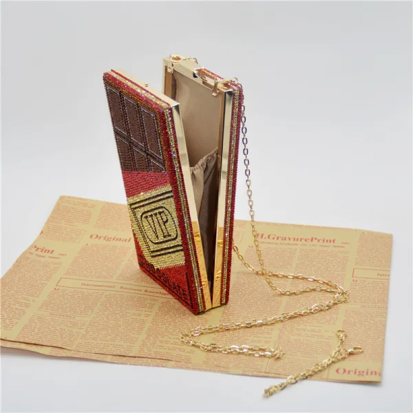 Amazing / Unique Red Rhinestone Square Chocolate Clutch Bags 2021
